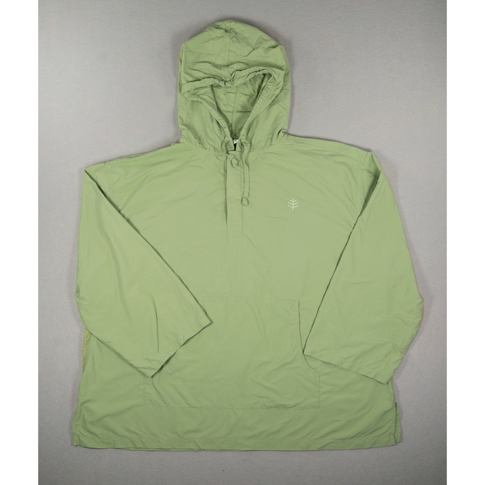 Coolibar UPF 50+ Sun Protection Hoodie XL Green Nylon Anorak Coolmax Mesh Mens